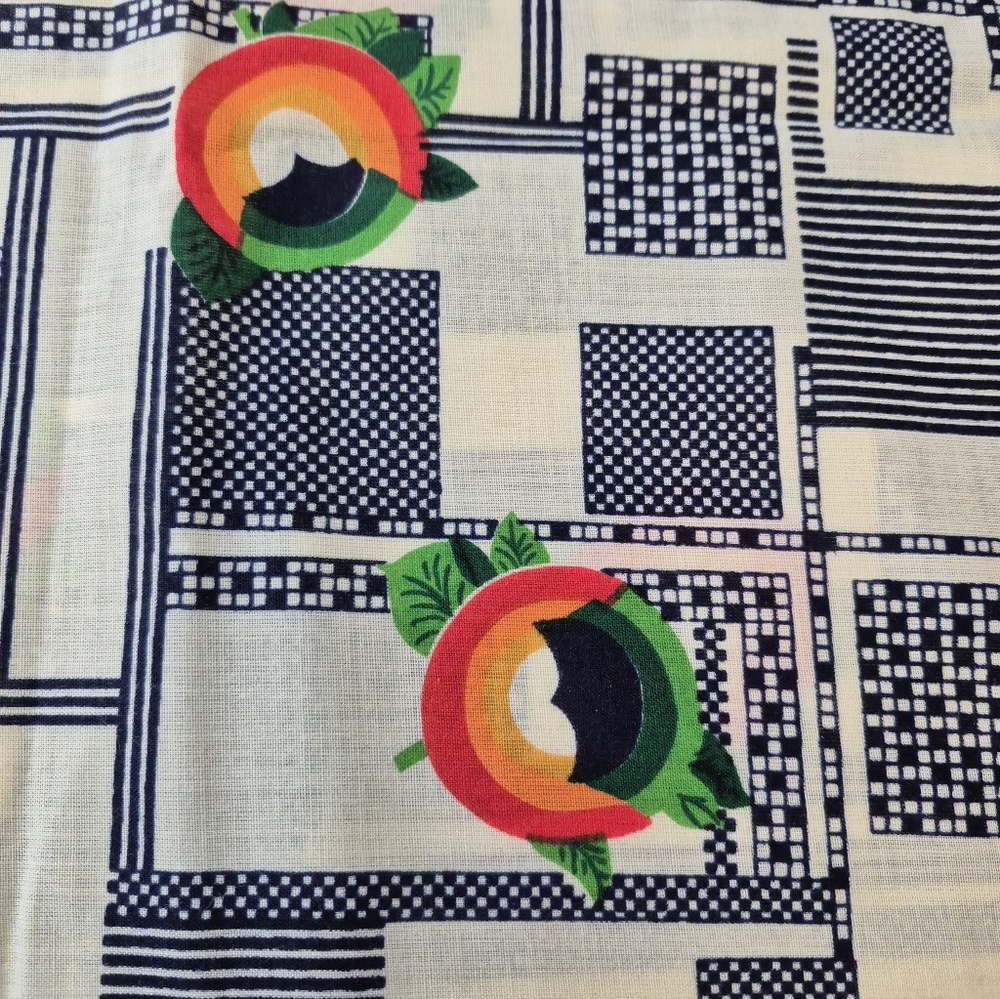 Rare Retro Floral Geometric Fabric • 53x44” • Colorful Medallion Print
